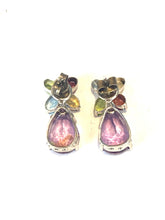 Sterling Silver Amethyst, Citrine, Garnet, Peridot and Topaz Earrings