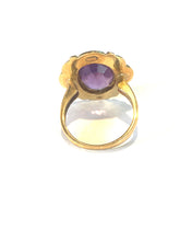 9ct Yellow Gold Amethyst Ring with Gold Engraving