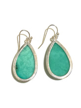 Sterling Silver Chrysoprase Teardrop Earrings