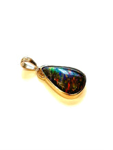 9ct Gold Large Teardrop Black Opal Pendant