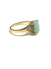 9ct Yellow Gold 2.25ct Solid Semi Black Opal and Diamond Ring