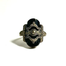 Sterling Silver Marcasite and Black Onyx Ring