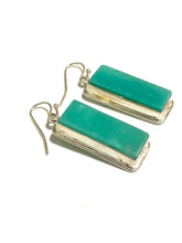 Sterling Silver Chrysoprase Rectangle Earrings