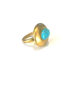 Sterling Silver Gold Plate Turquoise Ring