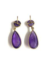 Sterling Silver Gold Plate Cabochon Amethyst Earrings