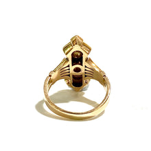 Antique 14ct Rose Gold Turquoise and Seed Pearl Etruscan Style Ring