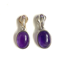 Sterling Silver Cabochon Amethyst Clip On Earrings