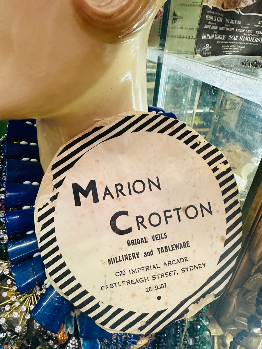 Vintage Tan coloured Feather Fascinator by Marion Crofton, Sydney, 195