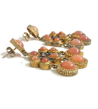 Sterling Silver Gold Plate Peach Moonstone Earrings