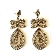Crystal and Brass Bow Earrings