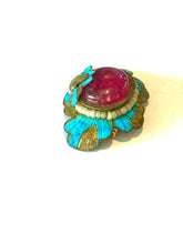 Kingfisher Cabochon Ruby Brooch