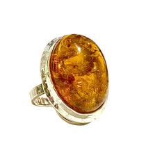 Sterling Silver Oval Baltic Amber Ring