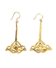 Brass and Light Blue Enamel Drop Earrings