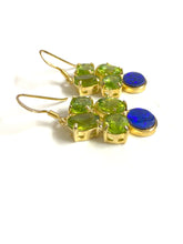 Sterling Silver Gold Plate Australian Opal and Peridot Earrings