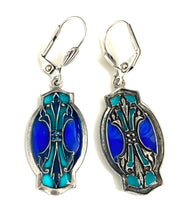 Sterling Silver and Blue Enamel Earrings