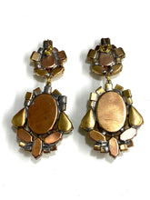 Green and Yellow Crystal Drop Earrings