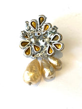 Crystal and Faux Pearl Brooch