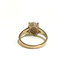 9ct Yellow Gold 1.8ct Solid Semi Black Opal and Diamond Ring