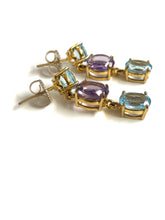 9ct Gold Amethyst and Topaz Earrings