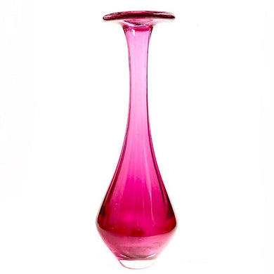 Italian Murano Glass Pink Fluted Vase
