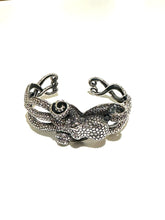 Sterling Silver Dark Textured Octopus Cuff
