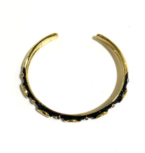 Black Enamel, Crystal and Brass Cuff
