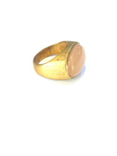 Sterling Silver Gold Plate Pink Moonstone Ring
