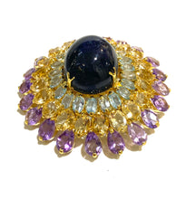 Sterling Silver Gold Plate Gemstone Brooch