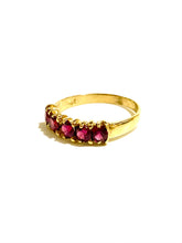 9ct Gold Garnet Five Stone Bridge Ring
