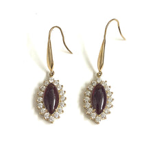 Sterling Silver Gold Plate Garnet and CZ Drop Earrings