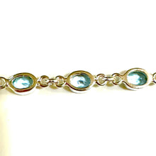 Sterling Silver Natural Blue Oval Topaz Bracelet