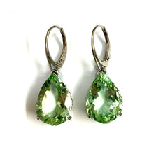 Sterling Silver Prasiolite Pear-Shape Drop Earrings