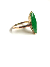 14ct Yellow Gold Jadeite Pointed Ring