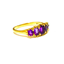 9ct Yellow Gold Amethyst Bridge Ring