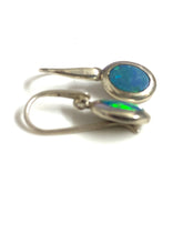 Sterling Silver Hook Drop Opal Earrings