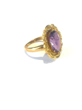 9ct Yellow Gold Amethyst Ring with Gold Engraving