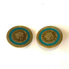 Sterling Silver Gold Plate and Enamel Greek Clip On Earrings