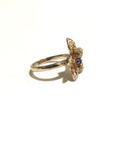 9ct Rose Gold Sapphire and Seed Pearl Flower Ring