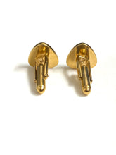 Sterling Silver Gold Plate and Black Cabochon Onyx Triangle Cufflinks