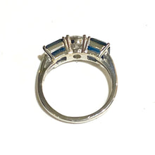 18ct White Gold Diamond and Sapphire Trilogy Ring
