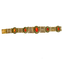 Antique Sterling Silver Baltic Amber Cabochon Set Bracelet