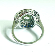 9ct White Gold Diamond, Emerald and Sapphire Ring