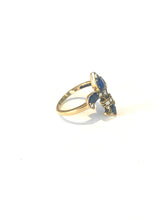 9ct Gold Sapphire and Diamond Fleur de Lis Ring