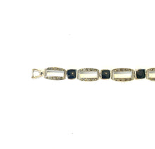 Sterling Silver Square Onyx and Marcasite Bracelet