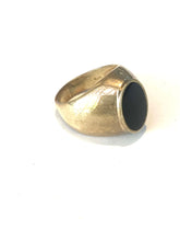 Sterling Silver Round Black Onyx Ring with Thick Band