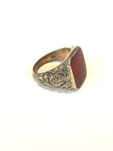 Engraved Band Sterling Silver and Carnelian Ring