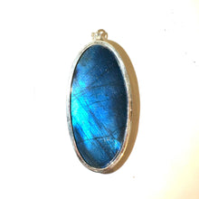 Large Sterling Silver Labradorite Oval Pendant