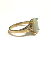 9ct Yellow Gold 1.8ct Solid Semi Black Opal and Diamond Ring