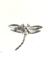 Sterling Silver Marcasite and Mother of Pearl Dragonfly Brooch
