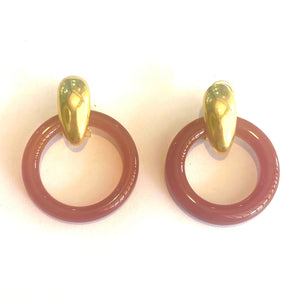 Sterling Silver Gold Plate and Carnelian Hoop Earrings
